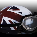 Stylish Union Jack Design Helmet With Attached Clear Goggles And Black Strap