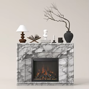 European style fireplace ornaments combination 3d model