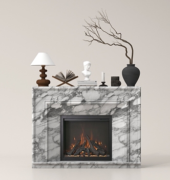 European style fireplace ornaments combination 3d model