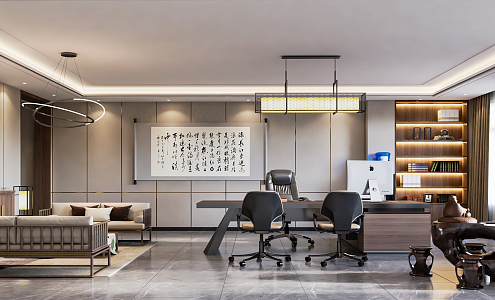 New Chinese Office Manager Office Manager Room 3d model