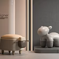 Modern Designer Sheep and Bear Shaped Children's Chairs in Beige and Gray Tones