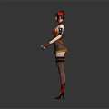 Female Warrior Character In Red Chinese Costume With Dragon Pattern And Decorative Hairpiece