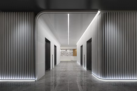 modern elevator hall 3d model