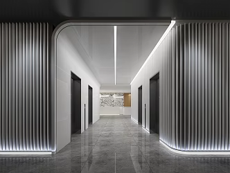 modern elevator hall 3d model