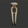 Ornate Gold Ring Featuring Large Oval Gemstone And Intricate Diamond Accents