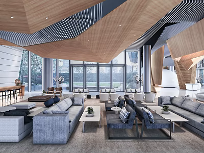 Modern Reception Area Hotel Club Lobby Negotiation Area 3d model
