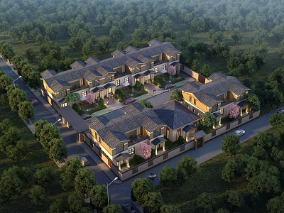 Modern Detached Villa Exterior With Lush Greenery And Spacious Courtyard Garden 3d model