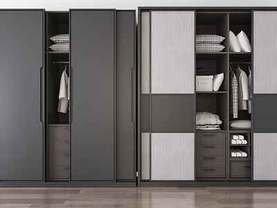 Modern Wardrobe With Sliding Doors Storage Space For Hanging Clothes And Folded Items 3d model