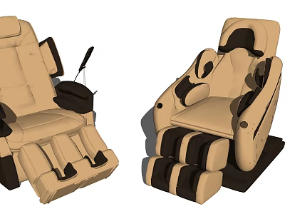 Modern Beige And Black Massage Chair With Armrests Control Panel And Leg Support 3d model