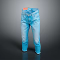 Light Blue Classic Fit Denim Jeans With Front Pockets And Button Closure 3d model