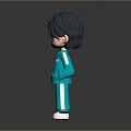 Cute 3D Cartoon Character In Teal Tracksuit With White T-shirt ART Lettering And Number 06