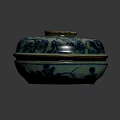 Elegant Ceramic Tableware Set in Blue and White with Lid and Intricate Cloud Patterns