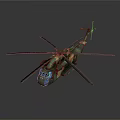 Realistic Military Camouflage Helicopter Model With Detailed Rotor Blades And Structure