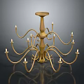 Golden Chandelier Lighting Combination With Multiple Curved Arms And Candle Shaped Lights