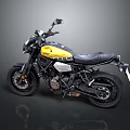 Yellow and Black Motorcycle with Sleek Design Retro Style Black Seat and Sporty Wheels