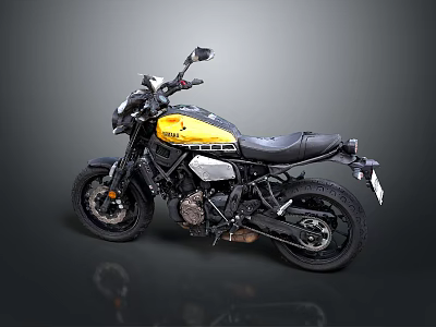 Yellow and Black Motorcycle with Sleek Design Retro Style Black Seat and Sporty Wheels 3d model