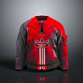 Adidas Red And Gray Jacket With Logo Stripes For Daily Wear