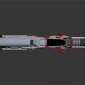 Futuristic Advanced Weapon With Silver Metallic Body And Red Mechanical Accents