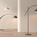 Modern Arched Floor Lamp With White And Black Shades For Indoor Use