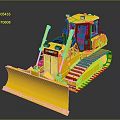 Yellow Komatsu Bulldozer Model With Tracks And Front Blade