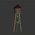 Water Tower Structure With Brown Roof Brown Body And Yellow Metal Stand