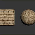 Modern Brick Cube And Sphere Geometric Structures On Dark Surface 3d model