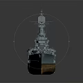 Detailed Modern Blue Warship 3D Model With Deck Radar And Naval Guns