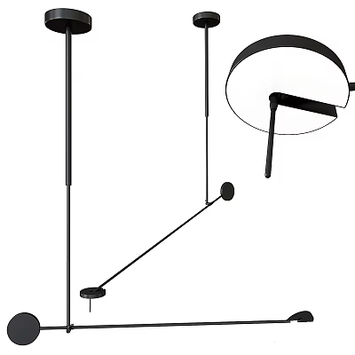 Minimalist Modern Pendant Light Design With Sleek Hanging Rod And Circular Shade 3d model