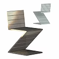 Modern Geometric Dining Chair With Metal Grid Structure And Unique Z Shape Design For Home Interior