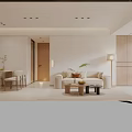 Modern Living and Dining Room Interior Design With TV Wall Storage Cabinets And Coffee Table