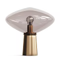 Elegant Modern Table Lamp With Brass Base Oval Glass Shade And Vintage Bulb