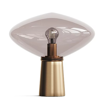 Elegant Modern Table Lamp With Brass Base Oval Glass Shade And Vintage Bulb 3d model