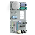 Organized Home Gym Sports Equipment With Yoga Ball Mats Dumbbells Resistance Bands on Wall