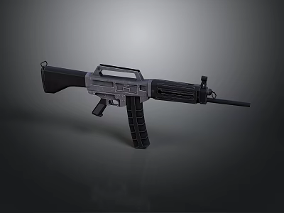 Modern Black and Gray Rifle With Black Stock Gray Receiver And Barrel 3d model