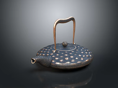 Stylish Modern Teapot With Polka Dot Design And Curved Metallic Handle 3d model