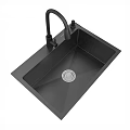 Black Single Bowl Kitchen Sink With Modern Faucet And Sleek Design