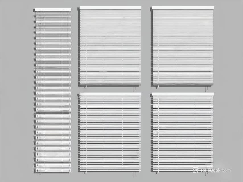 Various Window Blinds With Different Slat Designs For Home Decoration 3d model