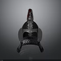 Ancient Weapon Helmet with Metal Construction Red Crest and Winged Sides Design