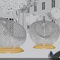 Spherical Mesh Metal Outdoor Chairs With Wooden Base In Garden Setting