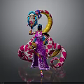Colorful Skeleton Character With Purple Outfit And Pink White Patterned Snake Body