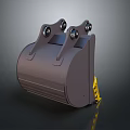 Heavy Duty Functional Vehicle Excavator Bucket with Metal Structure Mounting Pins and Yellow Accents
