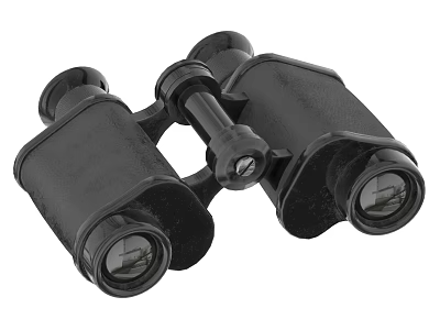 Vintage Black Binoculars With Classic Design And Adjustable Focus Knob 3d model
