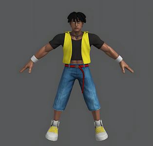 Modern Cartoon Black Modern Realistic Character Men Cartoon Black Youth Fashion Clothes Animation African 3d model