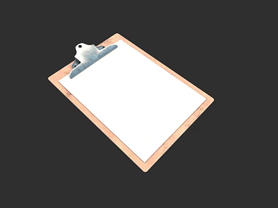 Blank Clipboard With Wooden Border And Metal Clip On Dark Background 3d model