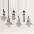 Vintage Brass Pendant Light With Clear Glass Shades And Spiral Filament Bulbs