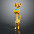 Animated Cheetah Character In Standing Pose With Yellow Spotted Fur And Blue Collar