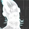 Horror Character With Pink Mohawk Pale Skin Bulging Eyes Sharp Teeth Extended Tongue Spiked Collar