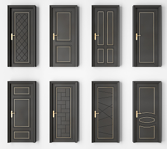 Modern swing door paint swing door combination 3d model