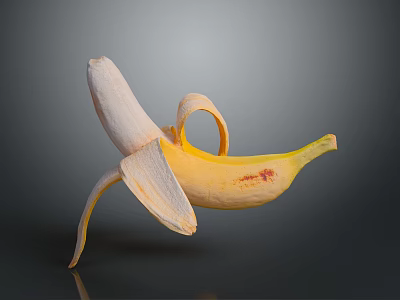 Detailed Hand Carved Peeled Banana Sculpture Featuring Lifelike Texture And Artistic Details 3d model
