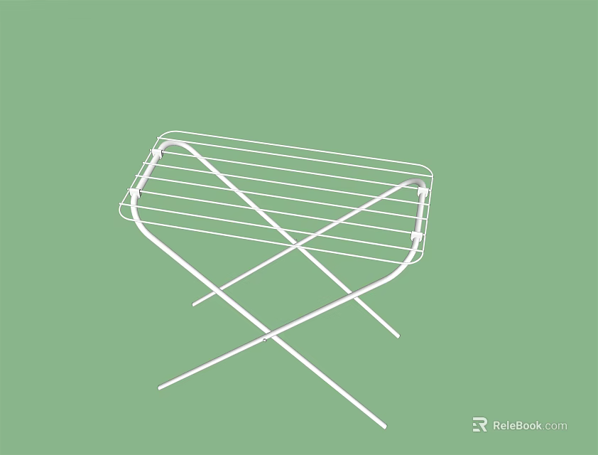 White Foldable Clothes Drying Rack for Home Laundry Use With Sturdy Frame 3d model 